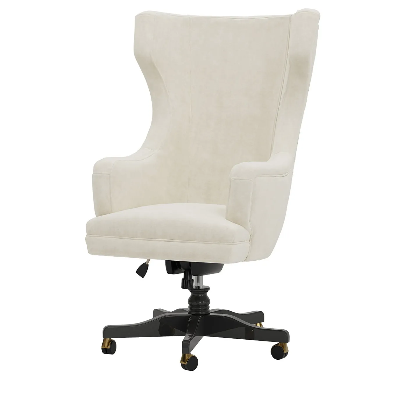 Sedia da ufficio girevole bianca con base in legno della collezione Studio Privè