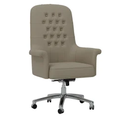 Sedia da ufficio girevole capitonné grigia della Collezione Studio Privè