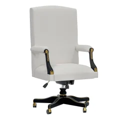 Sedia da ufficio girevole in pelle e legno della Collezione Studio Privè
