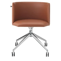 Sedia da ufficio girevole Pergy in pelle marrone