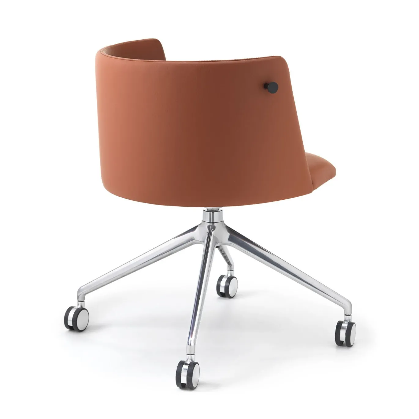 Sedia da ufficio girevole Pergy in pelle marrone