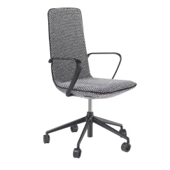 Sedia da ufficio imbottita L-Air con struttura in alluminio nero