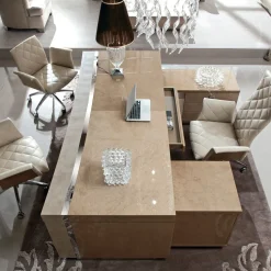 Sedia da ufficio in pelle beige Guest