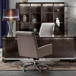 Sedia da ufficio in pelle grigia Guest