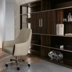 Sedia da Ufficio Presidenziale Luxor in Pelle Beige