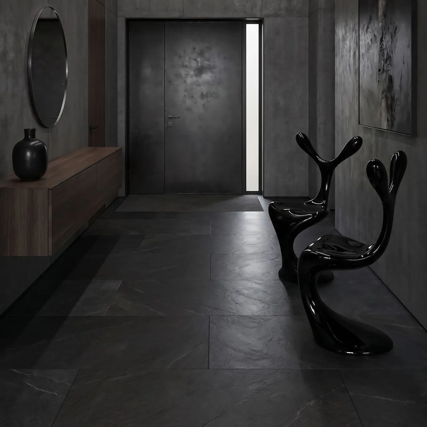 Sedia decorativa Y in fibra di vetro nera