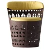Sedia Dogon S in multistrato marrone con cuscini in tessuto giallo