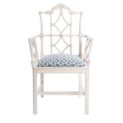 Sedia Faenza con struttura in legno bianco e seduta con motivo blu