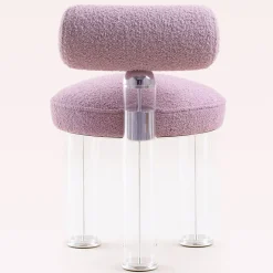Sedia Flamingo in Bouclé Rosa