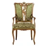 Sedia francese Liberty verde con decorazione a foglie