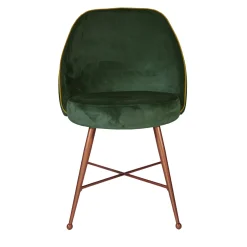 Sedia Frida in velluto verde con gambe in bronzo