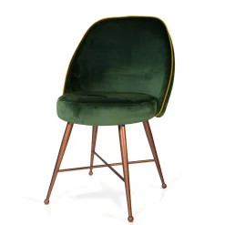 Sedia Frida in velluto verde con gambe in bronzo