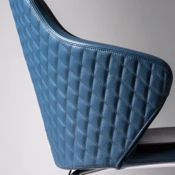 Sedia Giox F50 in pelle blu