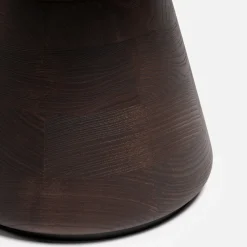 Sedia girevole Bill in legno finitura moka lucida e rivestimento in loden beige
