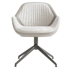 Sedia girevole Calathea con base in metallo bianco