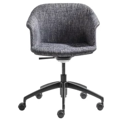 Sedia Girevole Eva in Tessuto Blu Calvino