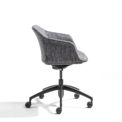 Sedia Girevole Eva in Tessuto Blu Calvino
