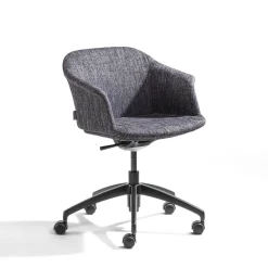 Sedia Girevole Eva in Tessuto Blu Calvino