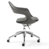 Sedia Girevole Frenchkiss in Pelle Grigia