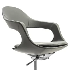 Sedia Girevole Frenchkiss in Pelle Grigia