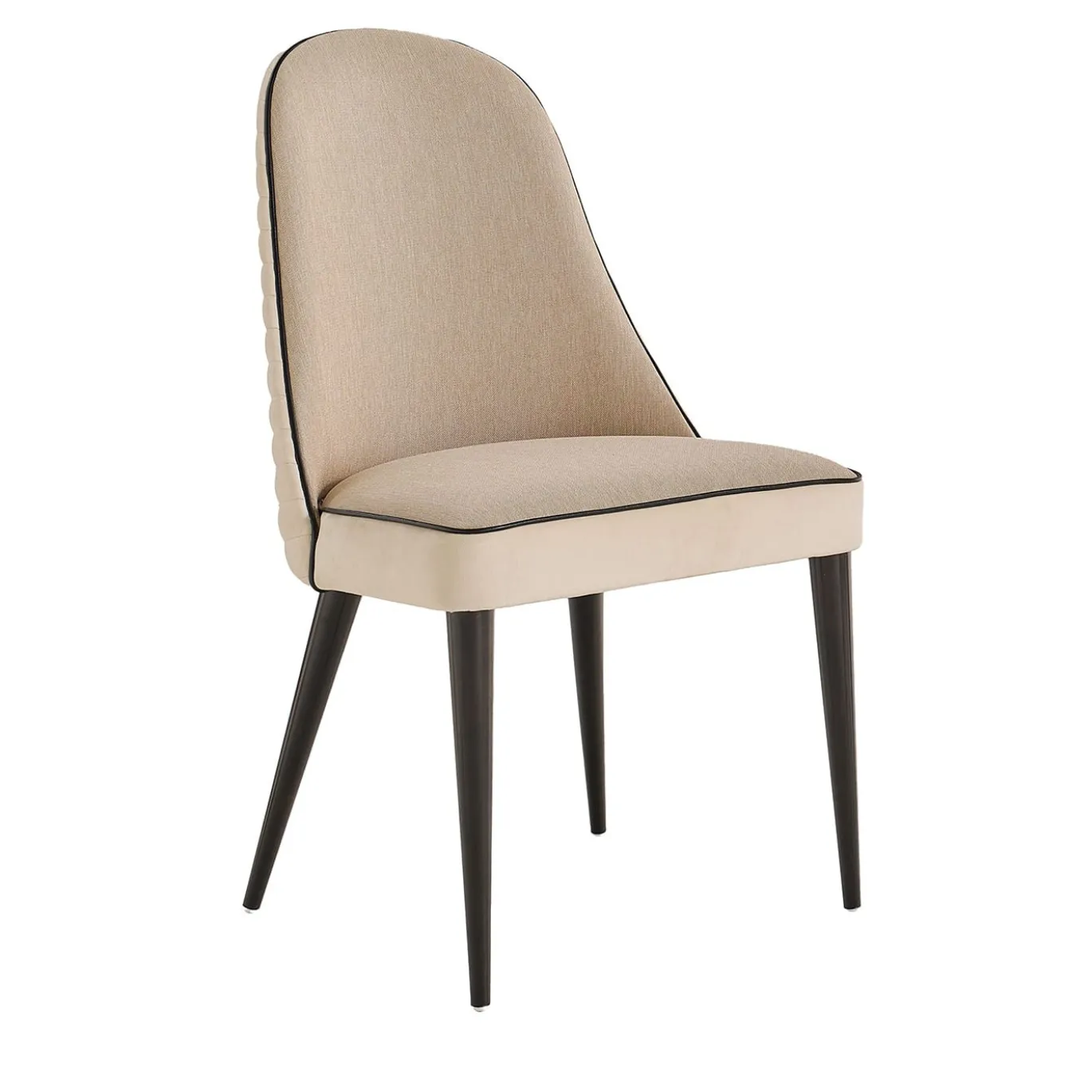 Sedia Hampton In Tessuto Beige E Legno Nero