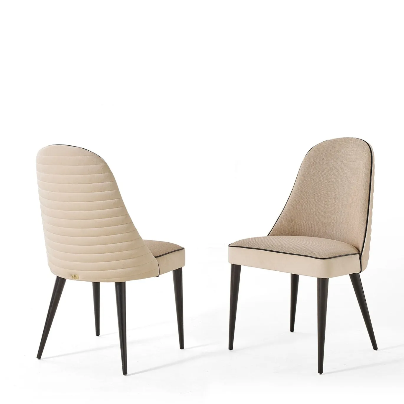 Sedia Hampton In Tessuto Beige E Legno Nero