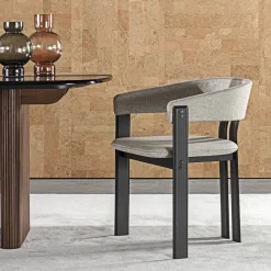 Sedia Igea Arm in tessuto grigio