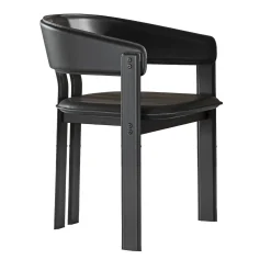Sedia Igea Arm Pelle Nera