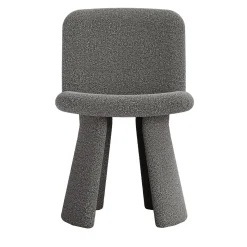 Sedia Ila in tessuto bouclé grigio
