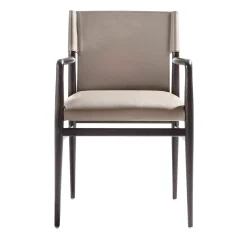 Sedia imbottita Ledermann in pelle tortora