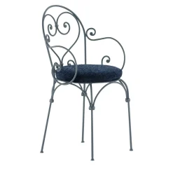 Sedia in ferro battuto blu ardesia con braccioli Inbloom