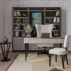 Sedia in legno bianco e marrone della collezione Studio Privè