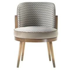 Sedia in noce con motivo a zig-zag Delphi