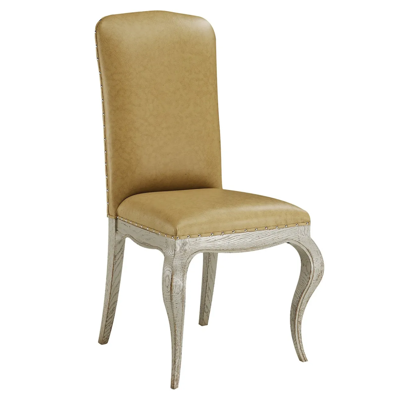 Sedia in pelle beige imbottita