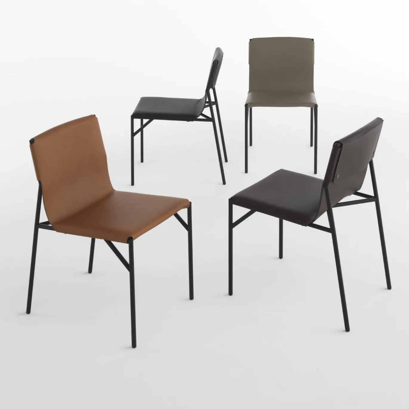 Sedia in pelle naturale Tout Le Jour di Marc Thorpe