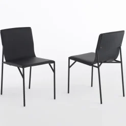 Sedia in pelle nera Tout Le Jour di Marc Thorpe