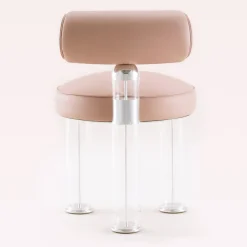 Sedia in pelle rosa cipria Flamingo