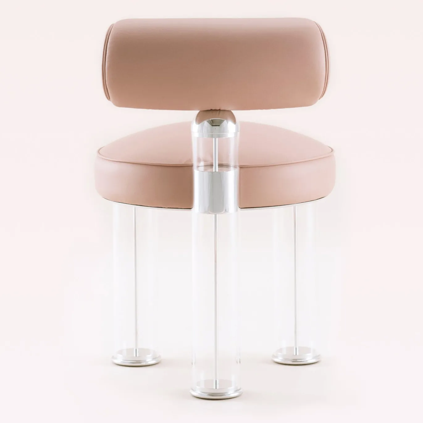 Sedia in pelle rosa cipria Flamingo