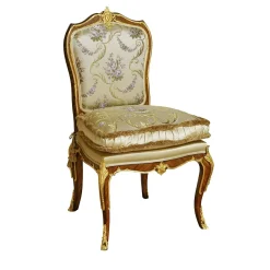 Sedia in Stile Luigi XV a Motivi Floreali in Palissandro