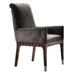 Sedia in tessuto Visone Velvet con braccioli