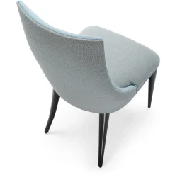 Sedia in velluto azzurro e legno di faggio