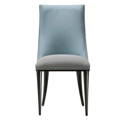 Sedia in velluto azzurro e legno di faggio