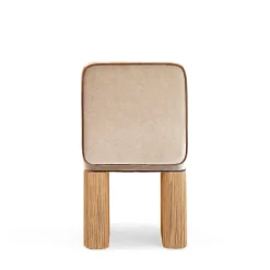 Sedia in velluto beige e biscotto Lilli con frange