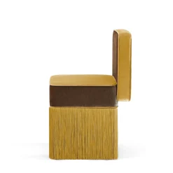 Sedia in velluto giallo oro Lilli con frange