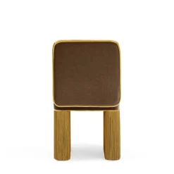 Sedia in velluto giallo oro Lilli con frange