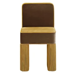 Sedia in velluto giallo oro Lilli con frange