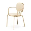 Sedia Liù beige e ottone di Paolo Rizzatto