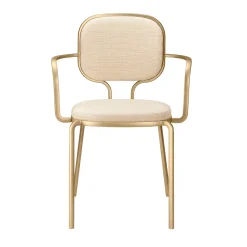 Sedia Liù beige e ottone di Paolo Rizzatto