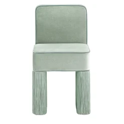 Sedia Lilli Square in morbido velluto menta chiara con frange