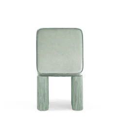 Sedia Lilli Square in morbido velluto menta chiara con frange